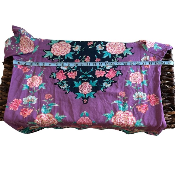 Tolani Collection size Large Purple V Neck Floral Blouse Top Long sleeve Modal L - Picture 6 of 6